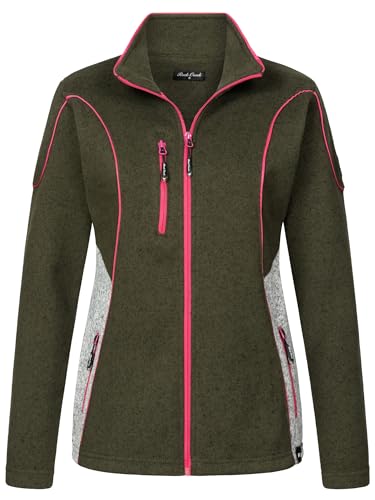 Rock Creek Damen Fleecejacke warm Übergangsjacke Windbreaker Fleece Jacken Outdoorjacke Stehkragen Damenjacke Melange Fleecejacke Sweatjacke Pullover D-499 Dunkelgrün M von Rock Creek