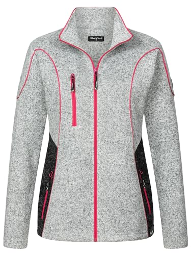 Rock Creek Damen Fleecejacke warm Übergangsjacke Windbreaker Fleece Jacken Outdoorjacke Stehkragen Damenjacke Melange Fleecejacke Sweatjacke Pullover D-499 Grau L von Rock Creek