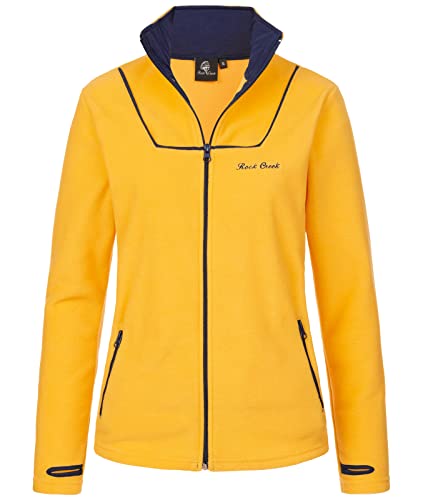 Rock Creek Damen Fleecejacke warm Übergangsjacke Windbreaker Fleece Jacken Outdoorjacke Stehkragen Damenjacke Teddyfleece Sweatjacke Pullover D-473 Gelb XS von Rock Creek