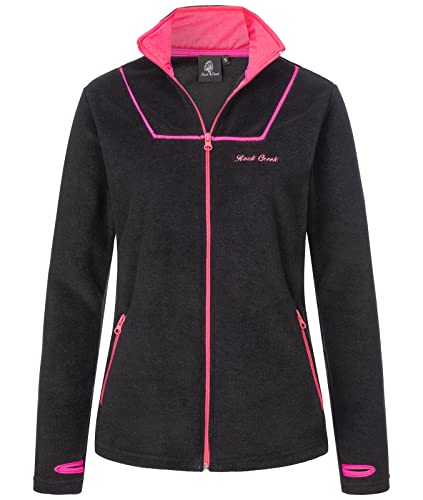 Rock Creek Damen Fleecejacke warm Übergangsjacke Windbreaker Fleece Jacken Outdoorjacke Stehkragen Damenjacke Teddyfleece Sweatjacke Pullover D-473 Schwarz XS von Rock Creek