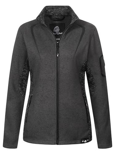 Rock Creek Damen Jacke Fleecejacke Übergangsjacke Windbreaker Fleece Jacken Outdoorjacke Stehkragen Damenjacke Melange Fleecejacke Sweatjacke Pullover D-505 Dunkelgrau 3XL von Rock Creek
