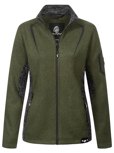Rock Creek Damen Jacke Fleecejacke Übergangsjacke Windbreaker Fleece Jacken Outdoorjacke Stehkragen Damenjacke Melange Fleecejacke Sweatjacke Pullover D-505 Dunkelgrün 3XL von Rock Creek