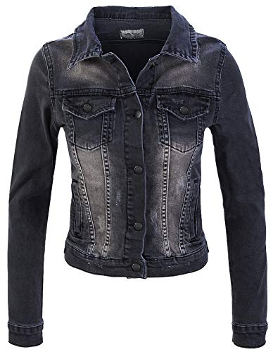 Rock Creek Damen Jeans Jacke Übergangs Jacke Denim Blouson Stretch Kurz Classic Jeansjacken Urban Stonewash D-401 Anthrazit L von Rock Creek