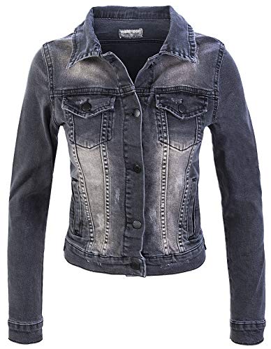 Rock Creek Damen Jeans Jacke Übergangs Jacke Denim Blouson Stretch Kurz Classic Jeansjacken Urban Stonewash D-401 Grau XXL von Rock Creek