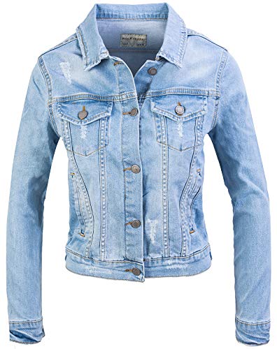 Rock Creek Damen Jeans Jacke Übergangs Jacke Denim Blouson Stretch Kurz Classic Jeansjacken Urban Stonewash D-401 Hellblau XS von Rock Creek