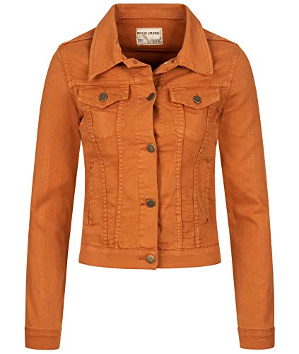 Rock Creek Damen Jeans Jacke Übergangs Jacke Denim Blouson Stretch Kurz Classic Jeansjacken Urban Stonewash D-401 Orange L von Rock Creek