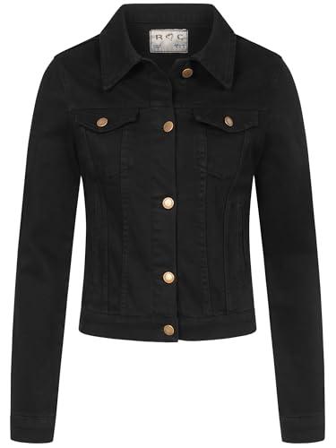 Rock Creek Damen Jeans Jacke Übergangs Jacke Denim Blouson Stretch Kurz Classic Jeansjacken Urban Stonewash D-401 Schwarz L von Rock Creek