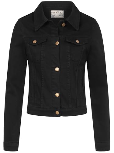 Rock Creek Damen Jeans Jacke Übergangs Jacke Denim Blouson Stretch Kurz Classic Jeansjacken Urban Stonewash D-401 Schwarz S von Rock Creek