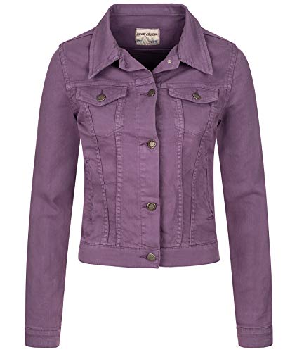 Rock Creek Damen Jeans Jacke Übergangs Jacke Denim Blouson Stretch Kurz Classic Jeansjacken Urban Stonewash D-401 Violett XS von Rock Creek