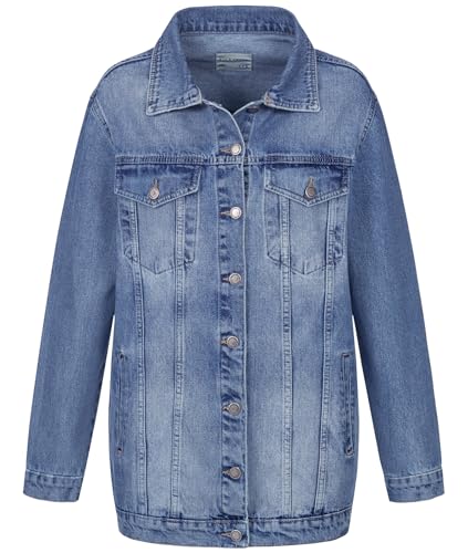 Rock Creek Damen Jeans Jacke Übergangs Jacke Denim Blouson Stretch Lang Boyfriend Jeansjacken Urban Stonewash D-480 Blau M von Rock Creek