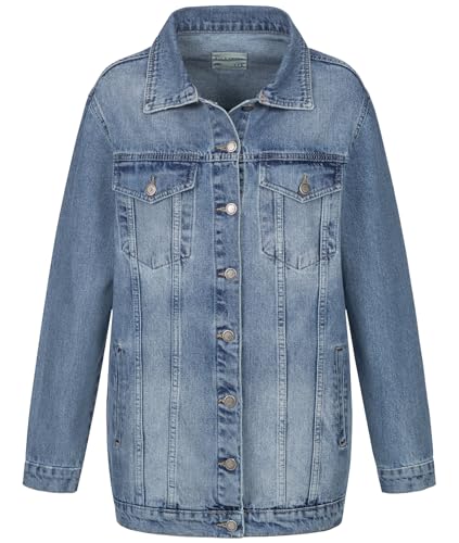 Rock Creek Damen Jeans Jacke Übergangs Jacke Denim Blouson Stretch Lang Boyfriend Jeansjacken Urban Stonewash D-480 Hellblau M von Rock Creek