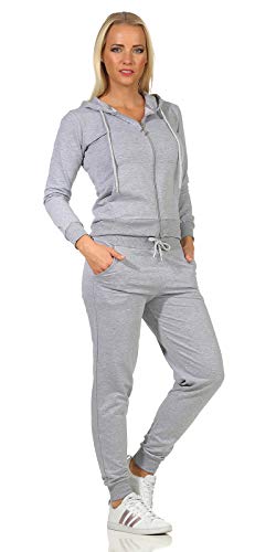 Rock Creek Damen Jogginganzug Freizeitanzug Sportanzug Frauen Trainingsanzug Sweatshirt Pulli Basic Hose Fitnessanzug Kapuzenjacke D-459 Grau 2XL von Rock Creek