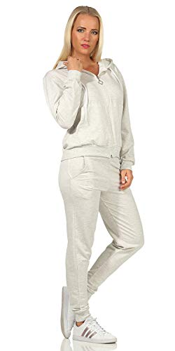 Rock Creek Damen Jogginganzug Freizeitanzug Sportanzug Frauen Trainingsanzug Sweatshirt Pulli Basic Hose Fitnessanzug Kapuzenjacke D-459 Hellgrau XL von Rock Creek