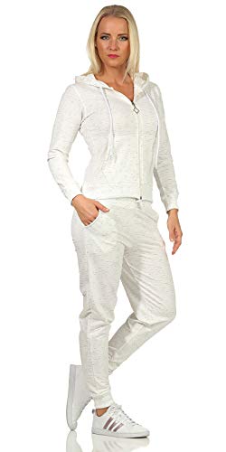Rock Creek Damen Jogginganzug Freizeitanzug Sportanzug Frauen Trainingsanzug Sweatshirt Pulli Basic Hose Fitnessanzug Kapuzenjacke D-459 Weiß 2XL von Rock Creek