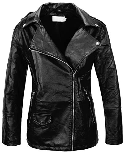 Rock Creek Damen Kunstleder Jacke Kunstledermantel Reverskragen Übergangsjacke Damenmantel Lederjacke Ledermantel Übergangsmantel D-416 Schwarz S von Rock Creek