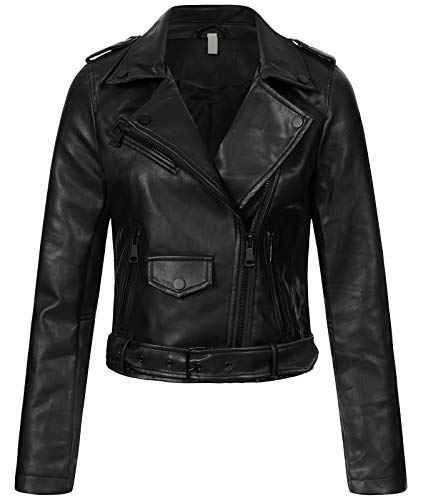 Rock Creek Damen Kunstlederjacke im Biker-Style Übergangsjacke Damenjacke Lederjacke Kunstleder Vegan Reverskragen Bikerjacke Reverskragen D-438 Schwarz S von Rock Creek