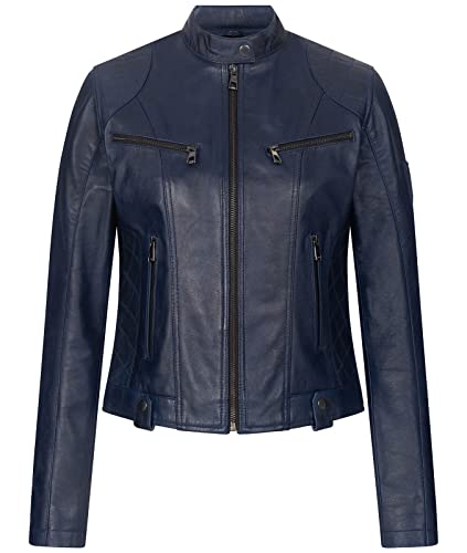 Rock Creek Damen Lederjacke Biker Jacke Echtleder Motorradjacke Leder Jacken Damenjacke Stehkragen Winterjacke Übergangsjacke D-481 Dunkelblau S von Rock Creek