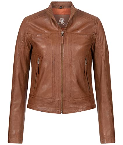 Rock Creek Damen Lederjacke Biker Jacke Echtleder Motorradjacke Leder Jacken Damenjacke Stehkragen Winterjacke Übergangsjacke D-486 Hellbraun 2XL von Rock Creek