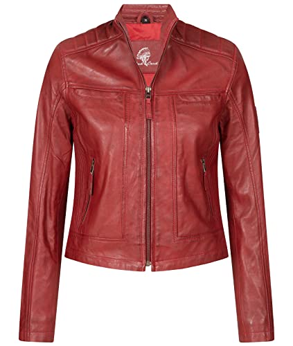 Rock Creek Damen Lederjacke Biker Jacke Echtleder Motorradjacke Leder Jacken Damenjacke Stehkragen Winterjacke Übergangsjacke D-486 Rot 2XL von Rock Creek