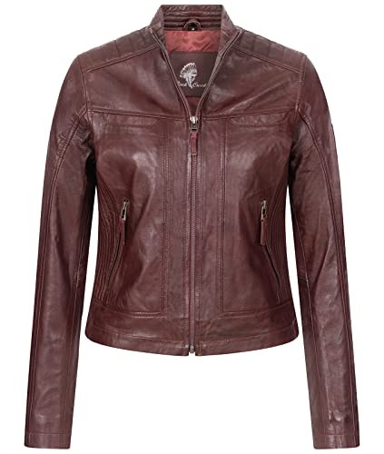 Rock Creek Damen Lederjacke Biker Jacke Echtleder Motorradjacke Leder Jacken Damenjacke Stehkragen Winterjacke Übergangsjacke D-486 Weinrot 2XL von Rock Creek