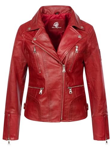 Rock Creek Damen Lederjacke Biker Jacke Echtleder Motorradjacke Leder Jacken Damenjacke Stehkragen Winterjacke Übergangsjacke D-490 Feuerrot L von Rock Creek