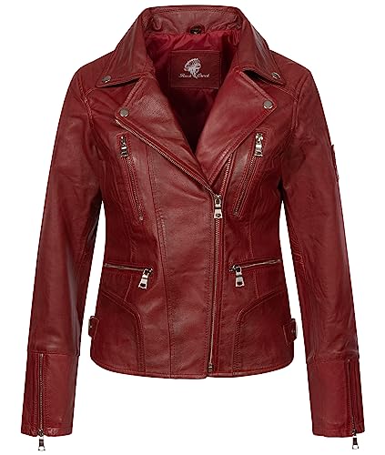 Rock Creek Damen Lederjacke Biker Jacke Echtleder Motorradjacke Leder Jacken Damenjacke Stehkragen Winterjacke Übergangsjacke D-490 Rot M von Rock Creek