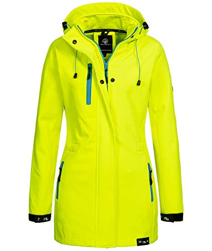 Rock Creek Damen Softshell Jacke Mantel Outdoor-Mantel Damenmantel Softshellmantel Winterjacke Wasserabweisend Kapuze Übergang D-423 Neongelb 5XL von Rock Creek