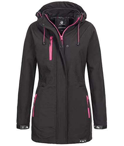 Rock Creek Damen Softshell Jacke Mantel Outdoor-Mantel Damenmantel Softshellmantel Winterjacke Wasserabweisend Kapuze Übergang D-423 Schwarz 4XL von Rock Creek