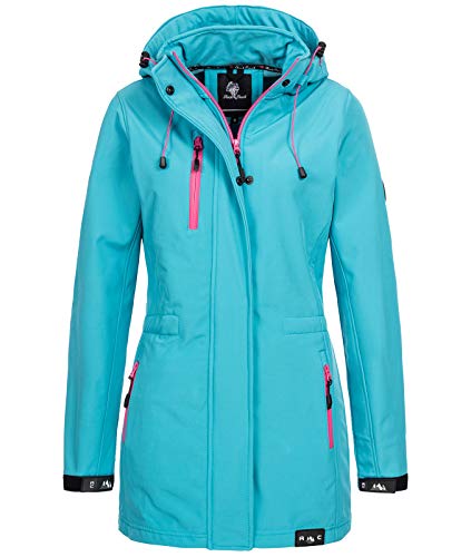 Rock Creek Damen Softshell Jacke Mantel Outdoor-Mantel Damenmantel Softshellmantel Winterjacke Wasserabweisend Kapuze Übergang D-423 Türkis S von Rock Creek