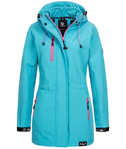 Rock Creek Damen Softshell Jacke Mantel Outdoor-Mantel Damenmantel Softshellmantel Winterjacke Wasserabweisend Kapuze Übergang D-423 Türkis XS von Rock Creek