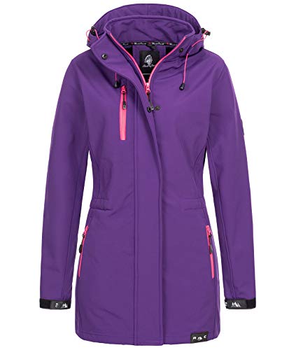 Rock Creek Damen Softshell Jacke Mantel Outdoor-Mantel Damenmantel Softshellmantel Winterjacke Wasserabweisend Kapuze Übergang D-423 Violett 2XL von Rock Creek