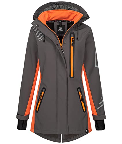 Rock Creek Damen Softshell Jacke Mantel Regenjacke Übergangsjacke Softshelljacke Damenjacke Regenmantel Outdoorjacke Kapuze D-491 Anthrazit 3XL von Rock Creek