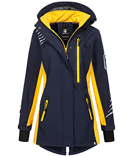 Rock Creek Damen Softshell Jacke Mantel Regenjacke Übergangsjacke Softshelljacke Damenjacke Regenmantel Outdoorjacke Kapuze D-491 Navy 3XL von Rock Creek