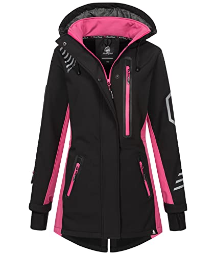 Rock Creek Damen Softshell Jacke Mantel Regenjacke Übergangsjacke Softshelljacke Damenjacke Regenmantel Outdoorjacke Kapuze D-491 Pink 3XL von Rock Creek