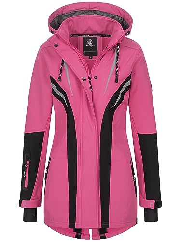 Rock Creek Damen Softshell Jacke Mantel Regenjacke Übergangsjacke Softshelljacke Damenjacke Regenmantel Outdoorjacke Kapuze D-492 Pink XL von Rock Creek