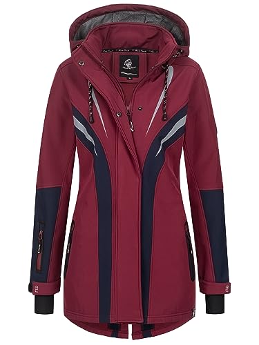 Rock Creek Damen Softshell Jacke Mantel Regenjacke Übergangsjacke Softshelljacke Damenjacke Regenmantel Outdoorjacke Kapuze D-492 Weinrot 3XL von Rock Creek