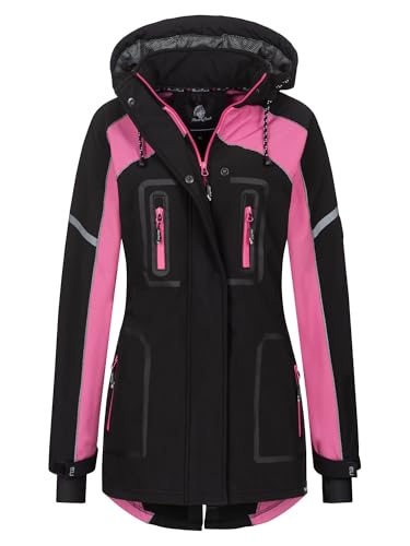 Rock Creek Damen Softshell Jacke Mantel Regenjacke Übergangsjacke Softshelljacke Damenjacke Regenmantel Outdoorjacke Kapuze D-497 Schwarz L von Rock Creek