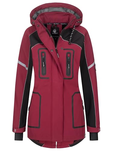 Rock Creek Damen Softshell Jacke Mantel Regenjacke Übergangsjacke Softshelljacke Damenjacke Regenmantel Outdoorjacke Kapuze D-497 Weinrot L von Rock Creek