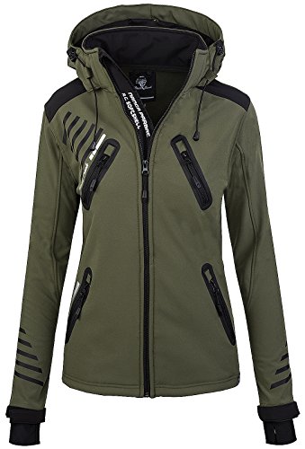 Rock Creek Damen Softshell Jacke Outdoorjacke Windbreaker Übergangs Jacke - Dunkelgrün - 44/XXL von Rock Creek