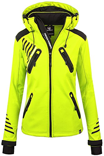 Rock Creek Damen Softshell Jacke Outdoorjacke Windbreaker Übergangs Jacke - Neongelb - 44/XXL von Rock Creek