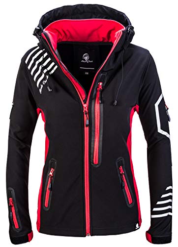 Rock Creek Damen Softshell Jacke Windbreaker D-402 (Schwarz-Rot, 2XL) von Rock Creek