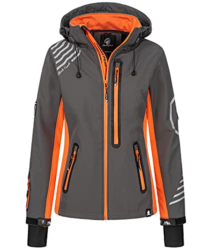 Rock Creek Damen Softshell Jacke Windbreaker Regenjacke Übergangsjacke Softshelljacke Damenjacke Regenmantel Outdoorjacke D-402 Anthrazit-Orange 3XL von Rock Creek