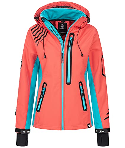 Rock Creek Damen Softshell Jacke Windbreaker Regenjacke Übergangsjacke Softshelljacke Damenjacke Regenmantel Outdoorjacke D-402 Coral-Türkis 4XL von Rock Creek