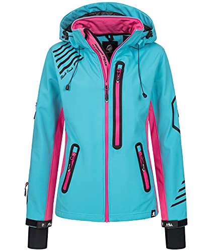 Rock Creek Damen Softshell Jacke Windbreaker Regenjacke Übergangsjacke Softshelljacke Damenjacke Regenmantel Outdoorjacke D-402 Türkis-Pink 3XL von Rock Creek