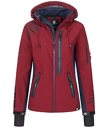 Rock Creek Damen Softshell Jacke Windbreaker Regenjacke Übergangsjacke Softshelljacke Damenjacke Regenmantel Outdoorjacke D-402 Weinrot-Navy 3XL von Rock Creek