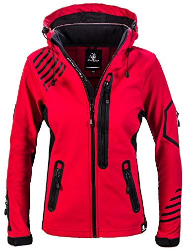 Rock Creek Damen Softshell Jacke Windbreaker Regenjacke Übergangsjacke Softshelljacke Damenjacke Regenmantel Outdoorjacke Kapuze D-402 Rot 3XL von Rock Creek