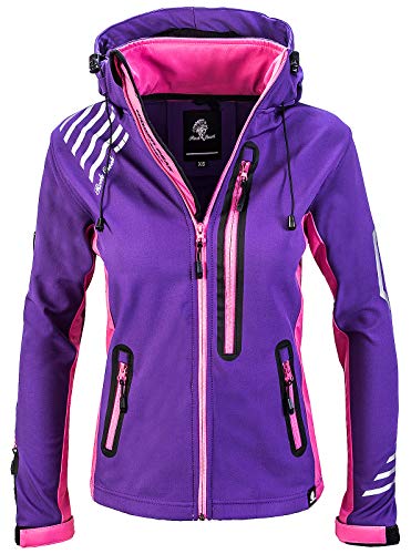 Rock Creek Damen Softshell Jacke Windbreaker Regenjacke Übergangsjacke Softshelljacke Damenjacke Regenmantel Outdoorjacke Kapuze D-402 Viollet 3XL von Rock Creek