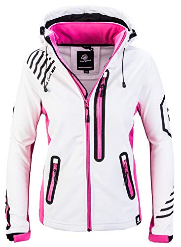 Rock Creek Damen Softshell Jacke Windbreaker Regenjacke Übergangsjacke Softshelljacke Damenjacke Regenmantel Outdoorjacke Kapuze D-402 Weiß 4XL von Rock Creek