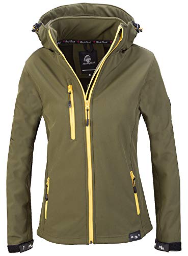 Rock Creek Damen Softshell Jacke Windbreaker Regenjacke Übergangsjacke Softshelljacke Damenjacke Regenmantel Outdoorjacke Kapuze D-412 Duneklgrün 3XL von Rock Creek