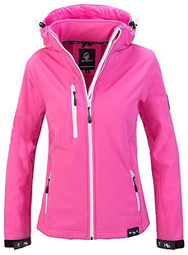 Rock Creek Damen Softshell Jacke Windbreaker Regenjacke Übergangsjacke Softshelljacke Damenjacke Regenmantel Outdoorjacke Kapuze D-412 Rosa 3XL von Rock Creek